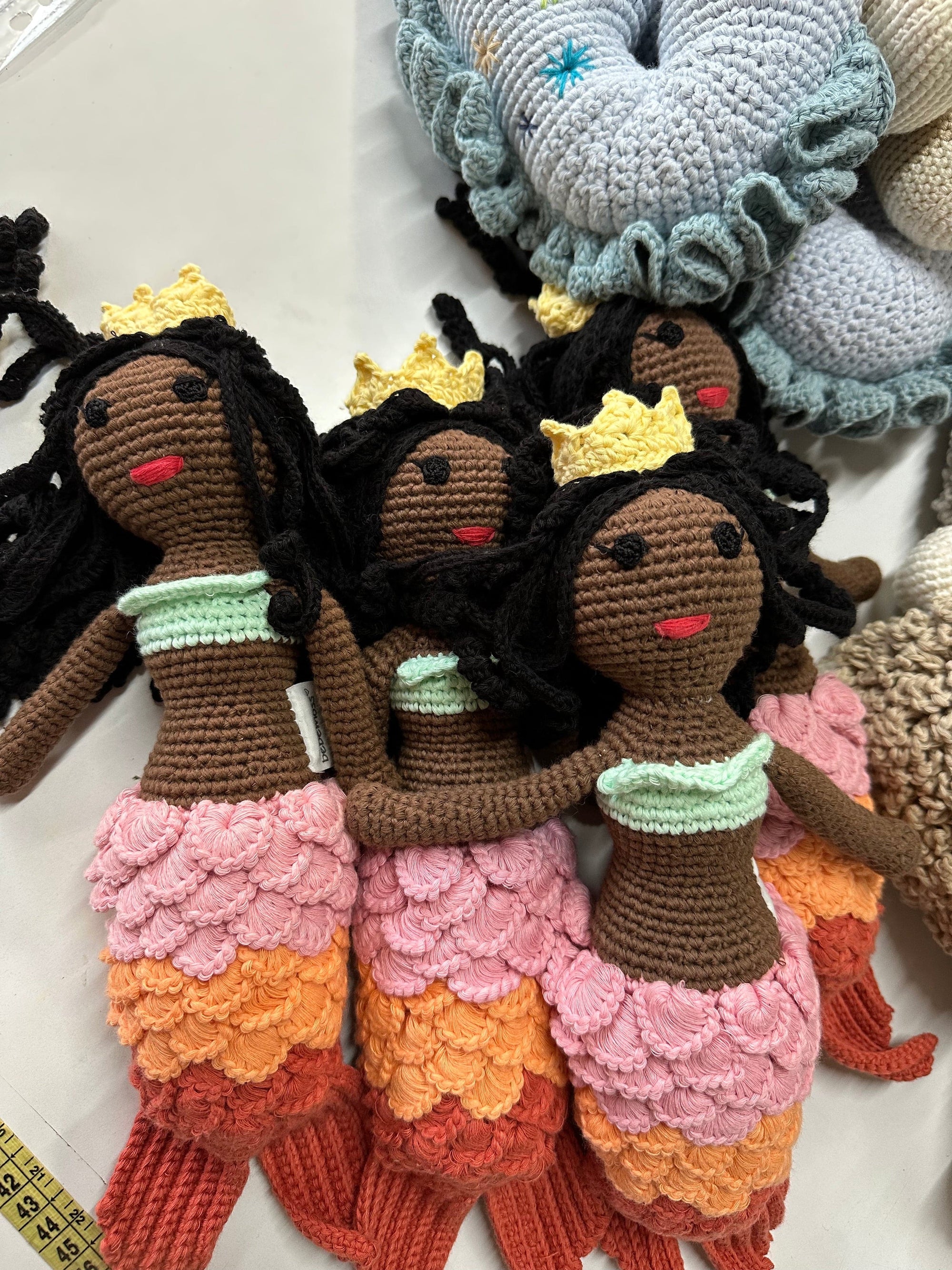 Azalea the mermaid - brown - with her crown. Bebemoss handmade organic toys