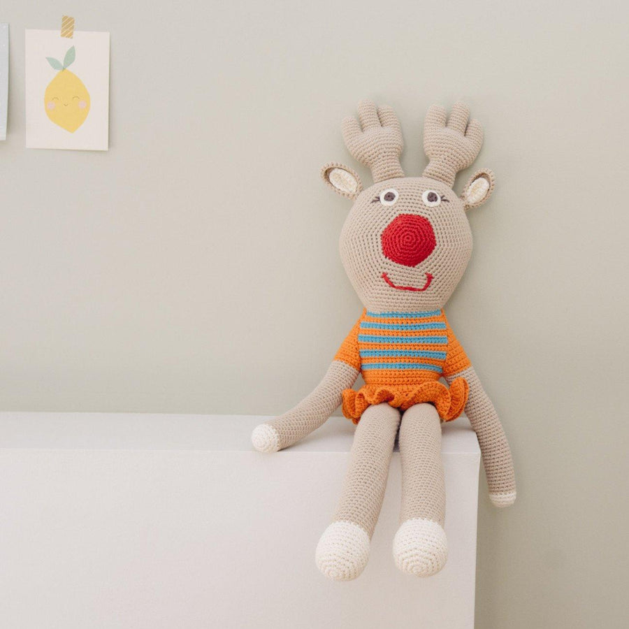 bebemoss.com toy Big friend reindeer handmade by moms  gifts with purpose