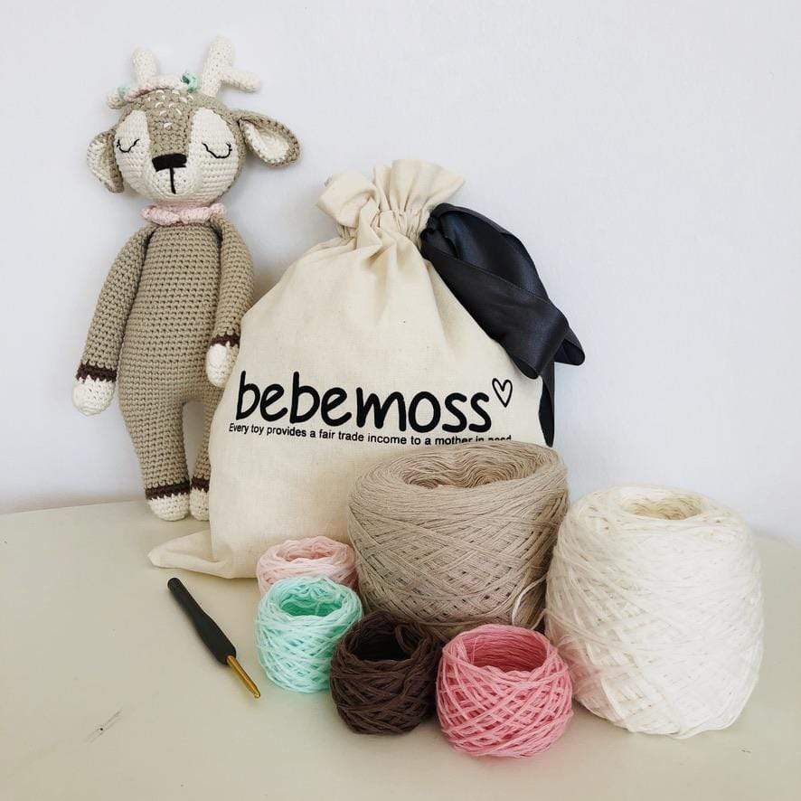 bebemoss.com craft kit Deer Crochet Kit handmade by moms  gifts with purpose