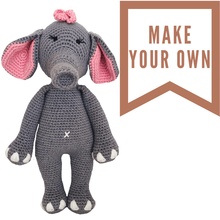 bebemoss.com craft kit Elephant Crochet Kit handmade by moms  gifts with purpose